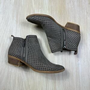 Lucky Brand Basel Almond Toe Block Heel Leather Shootie Ankle Bootie Size 8 1/2